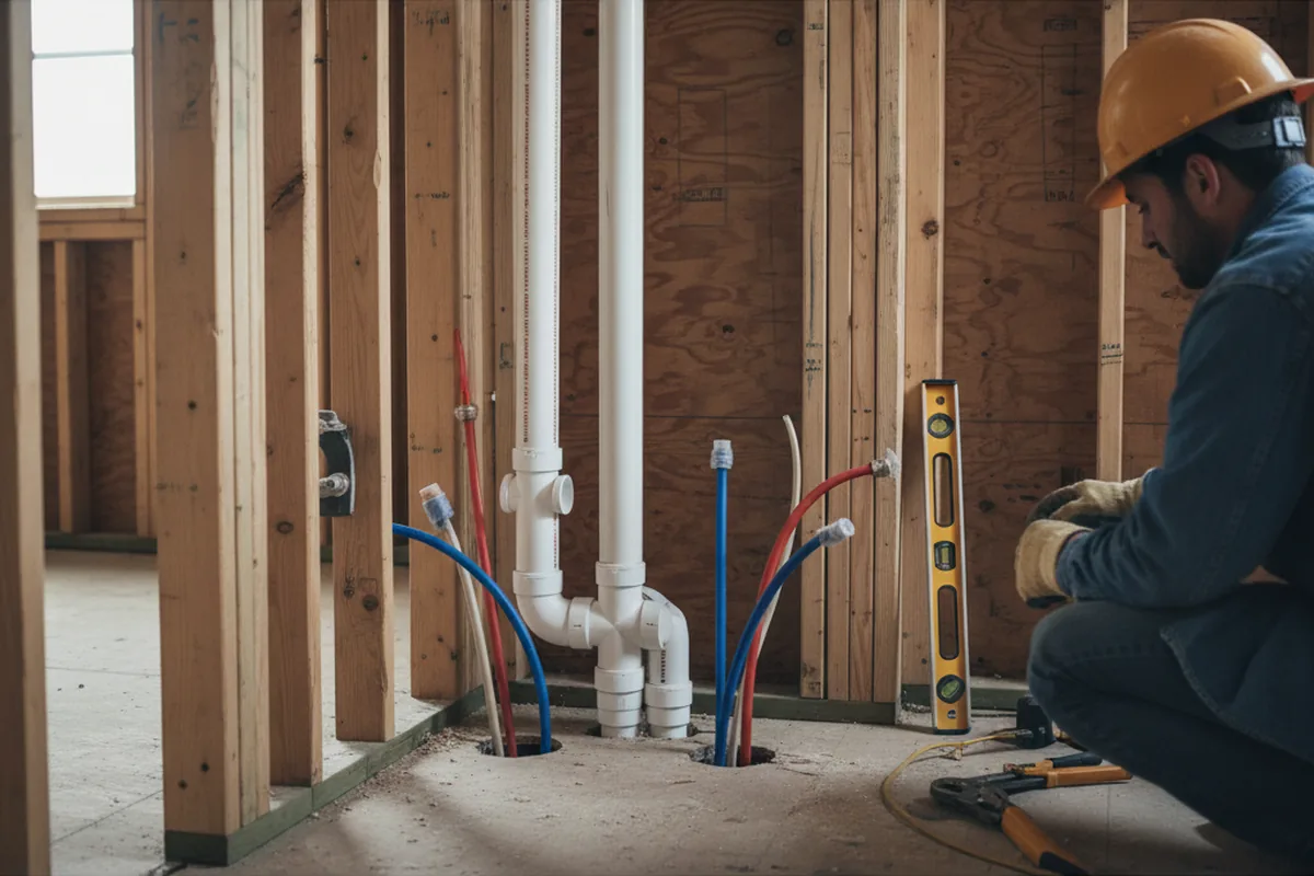 Drain and supply rough-in during Sump Pump Repair in Laingsburg